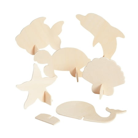 Do It Yourself Wood Sealife Animals - Craft Kits - 12 Pieces