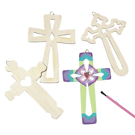 Do It Yourself Wood Wall Crosses - Craft Kits - 12 Pieces