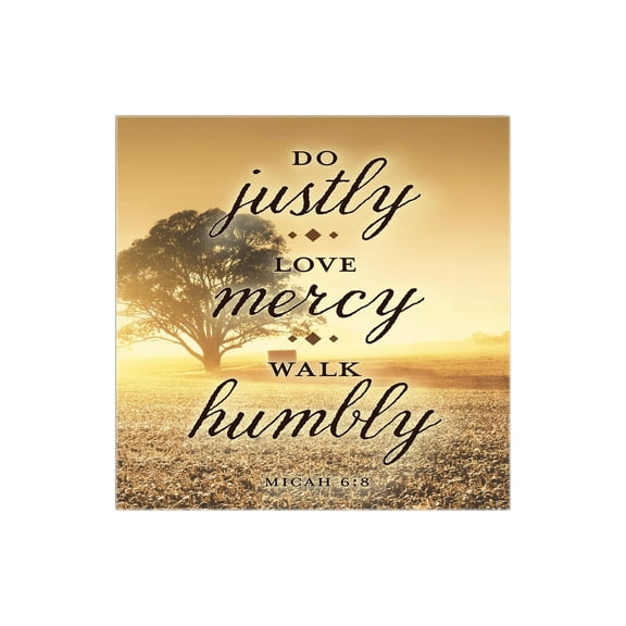Do Justly Love Mercy Golden Sunlit Tree 12 x 12 Wood Wall Sign Plaque