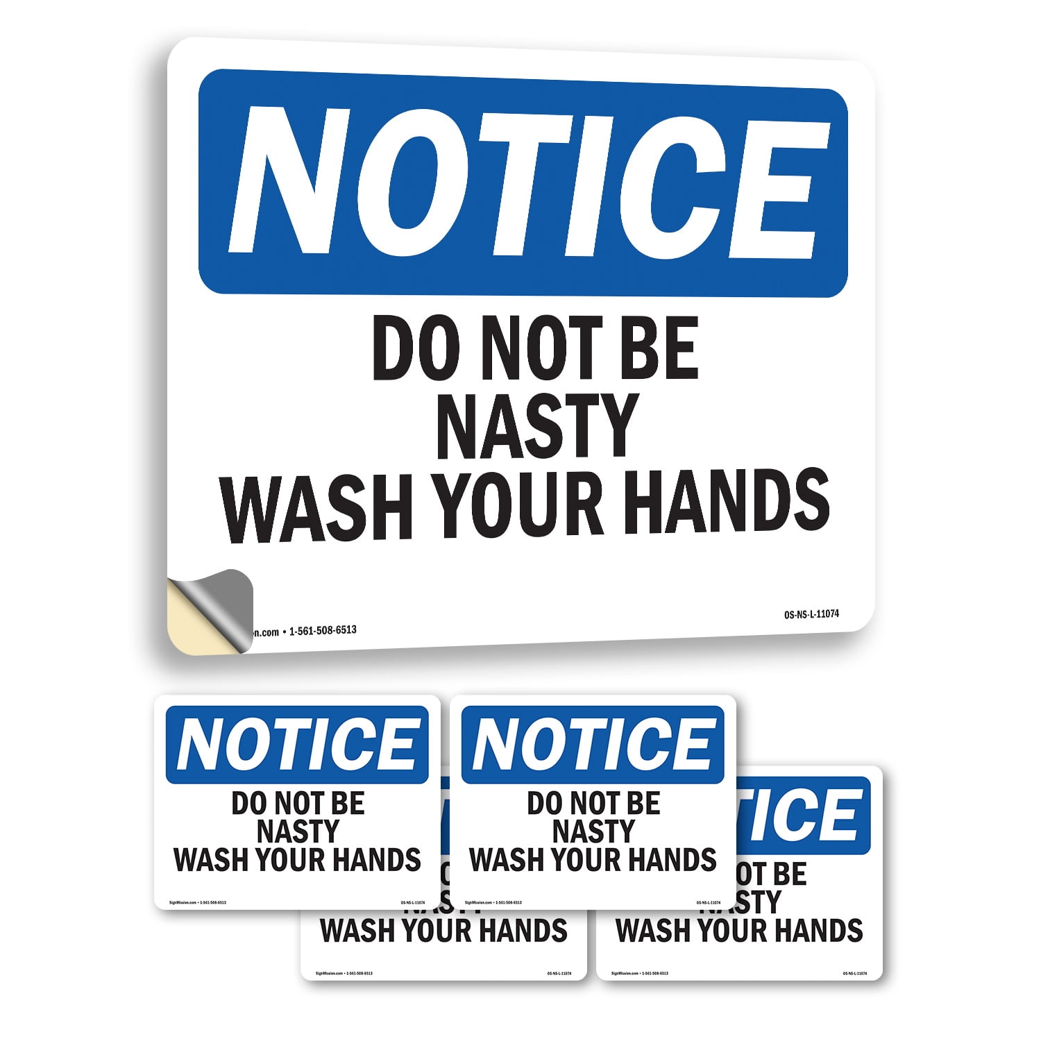 Do Not Be Nasty Wash Your Hands OSHA Notice Vinyl Decal Label 10 Inch x ...