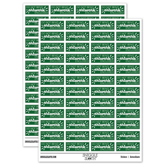 Do Not Bend Artwork Enclosed Sticker Set - Dark Green - Gloss Finish - 1.25" Mini