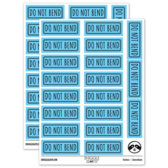 Do Not Bend Double Line Border Sticker Set - Light Blue - Matte Finish - 2.00" Large