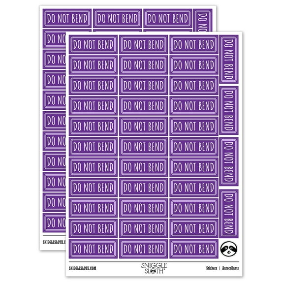 Do Not Bend Double Line Border Sticker Set - Purple - Matte Finish - 1.5" Small