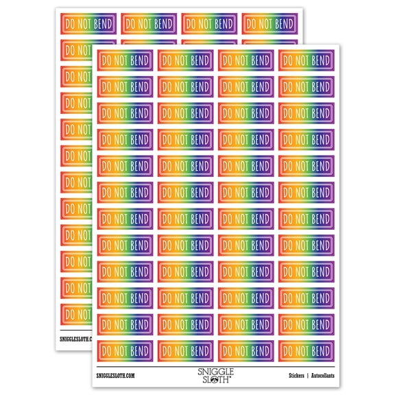 Do Not Bend Double Line Border Sticker Set - Rainbow - Matte Finish - 1.25" Mini