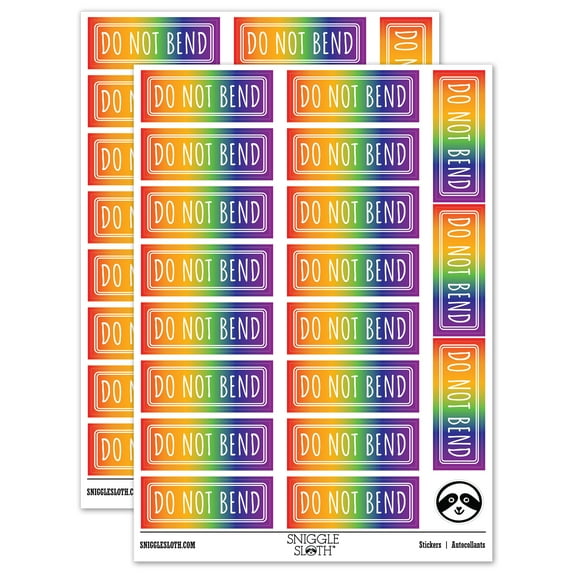Do Not Bend Double Line Border Sticker Set - Rainbow - Matte Finish - 2.00" Large