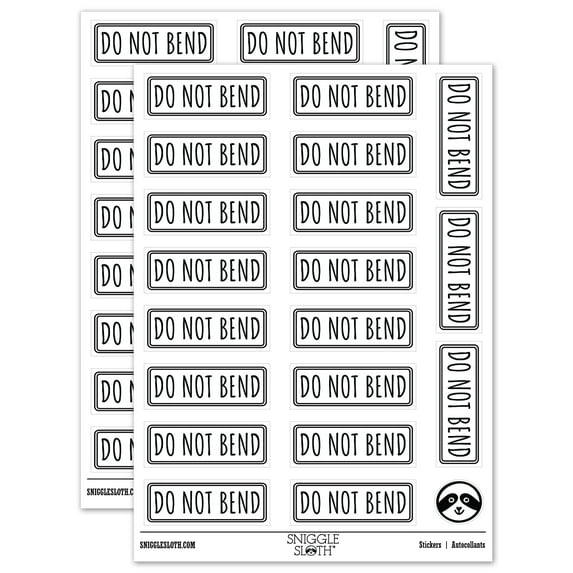 Do Not Bend Double Line Border Sticker Set - White - Gloss Finish - 2.00" Large