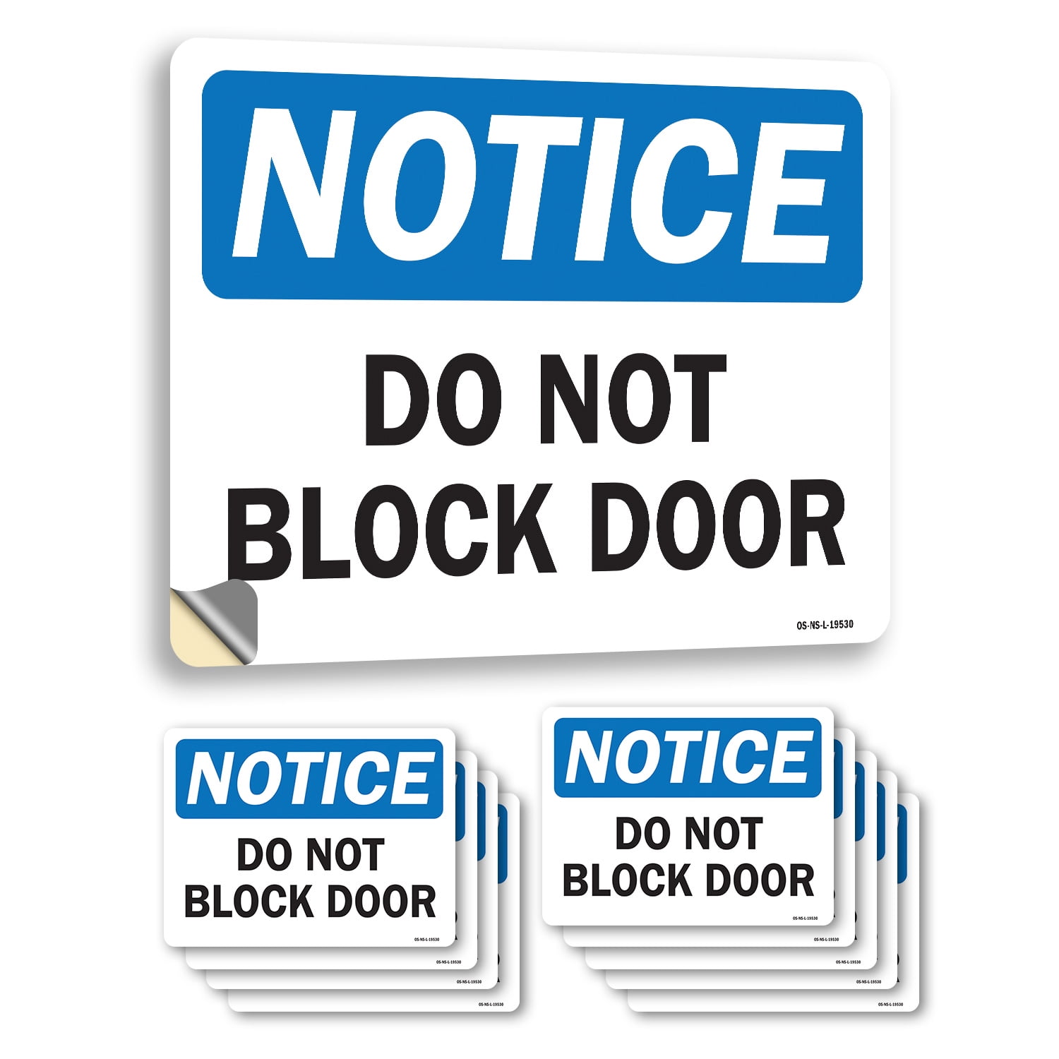 OSHA Notice Do Not Block Door Sign - 10x7 Inch Bilingual English/Spanish Vinyl Decal