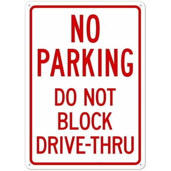 Do Not Block Drive-Thru Sign Parking Safety Signs Metal Tin Sign 8x12 Inch Clear Warning for Home & Busines