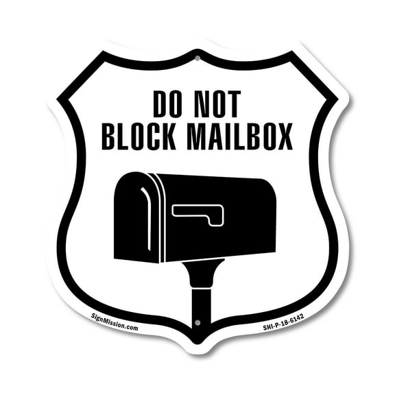Do Not Block Mailbox (2 Pack) 12 inch X 12 inch Shield-Shaped Rust-Free Aluminum Metal Signs Weather Resistant Made in the USA