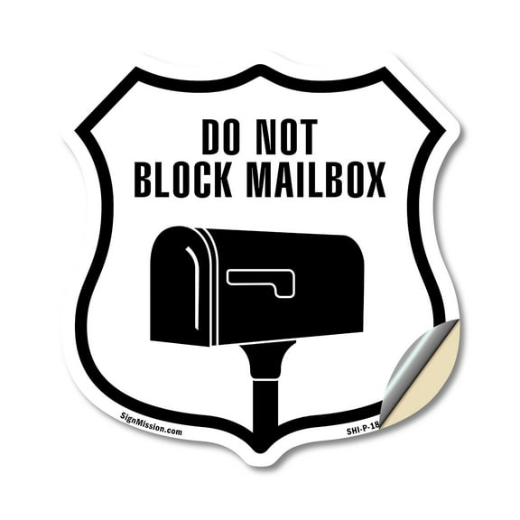 Do Not Block Mailbox (2 Pack) 6 inch X 6 inch Shield Shaped Heavy Duty 3.2 mil Vinyl Decals Weather Resistant Made in the USA