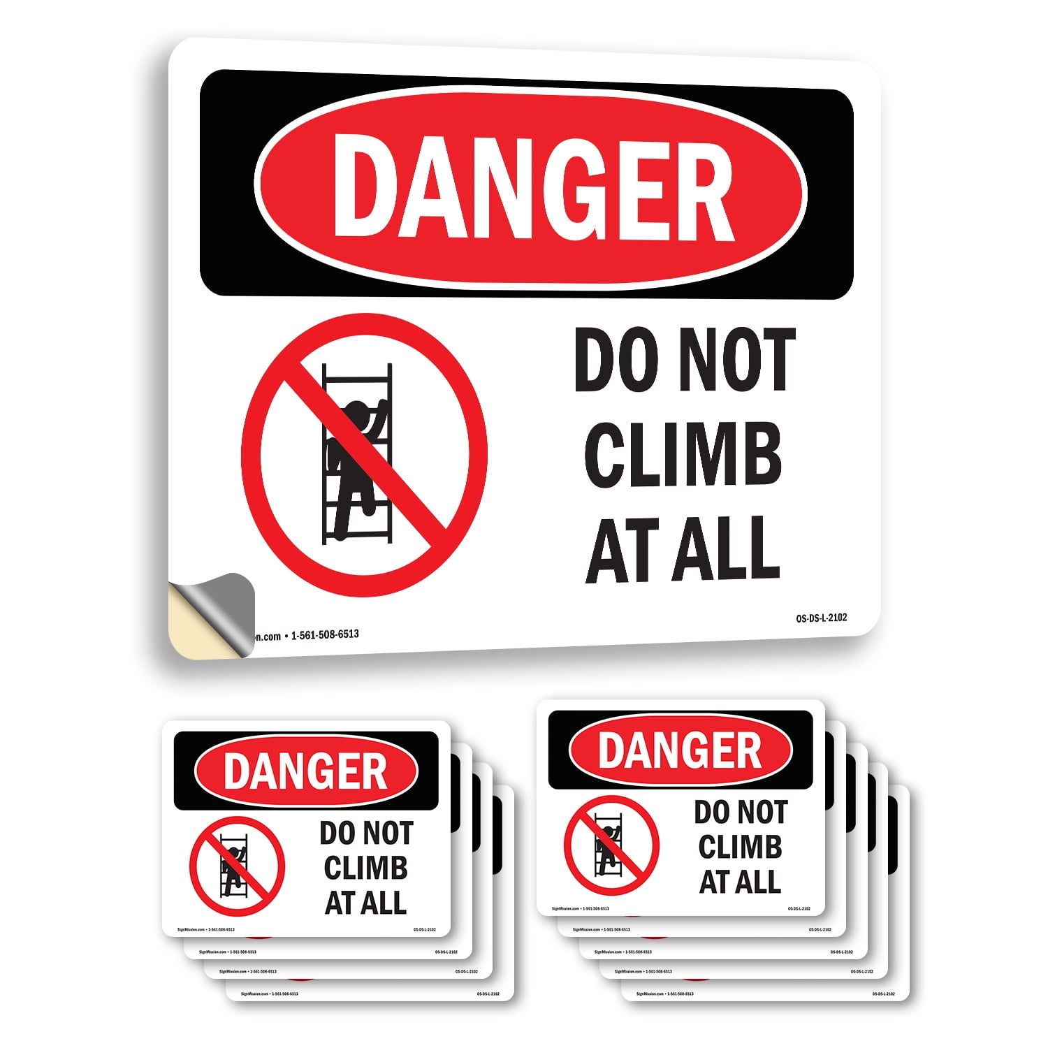 Do Not Climb At All OSHA Danger Vinyl Decal Label 18 Inch x 12 Inch ...