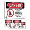 thumbnail image 1 of Do Not Climb Ladder Roof Access OSHA Danger Vinyl Decal Label 18 Inch x 12 Inch - 5 Pack, 1 of 6
