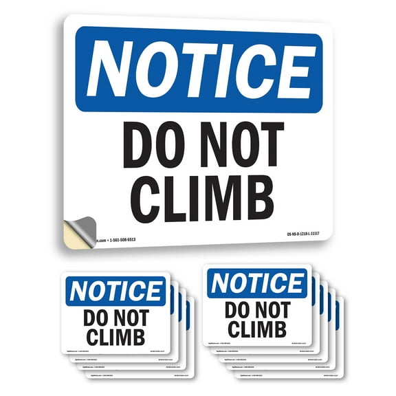 Do Not Climb OSHA Notice Vinyl Decal Label 5 Inch x 3.5 Inch - 10 Pack
