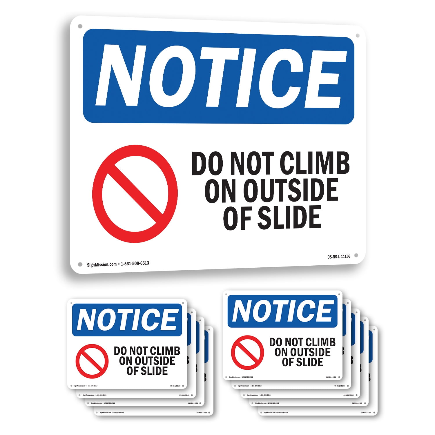 Do Not Climb On Outside Of Slide OSHA Notice Rigid Plastic Sign 18 Inch ...