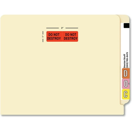 Do Not Destroy Labels for Legal Hold and Audit Records, 3" x 1", Fluorescent Red, Permanent Adhesive, 250 Stickers/Box,