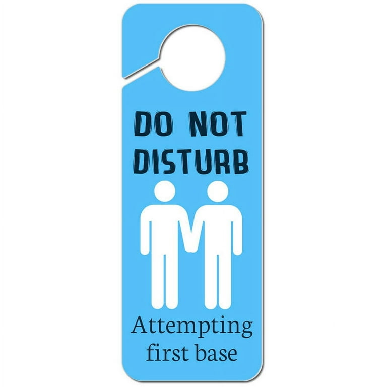 Do Not Disturb Attempting First Base Gay Blue Plastic Door Knob