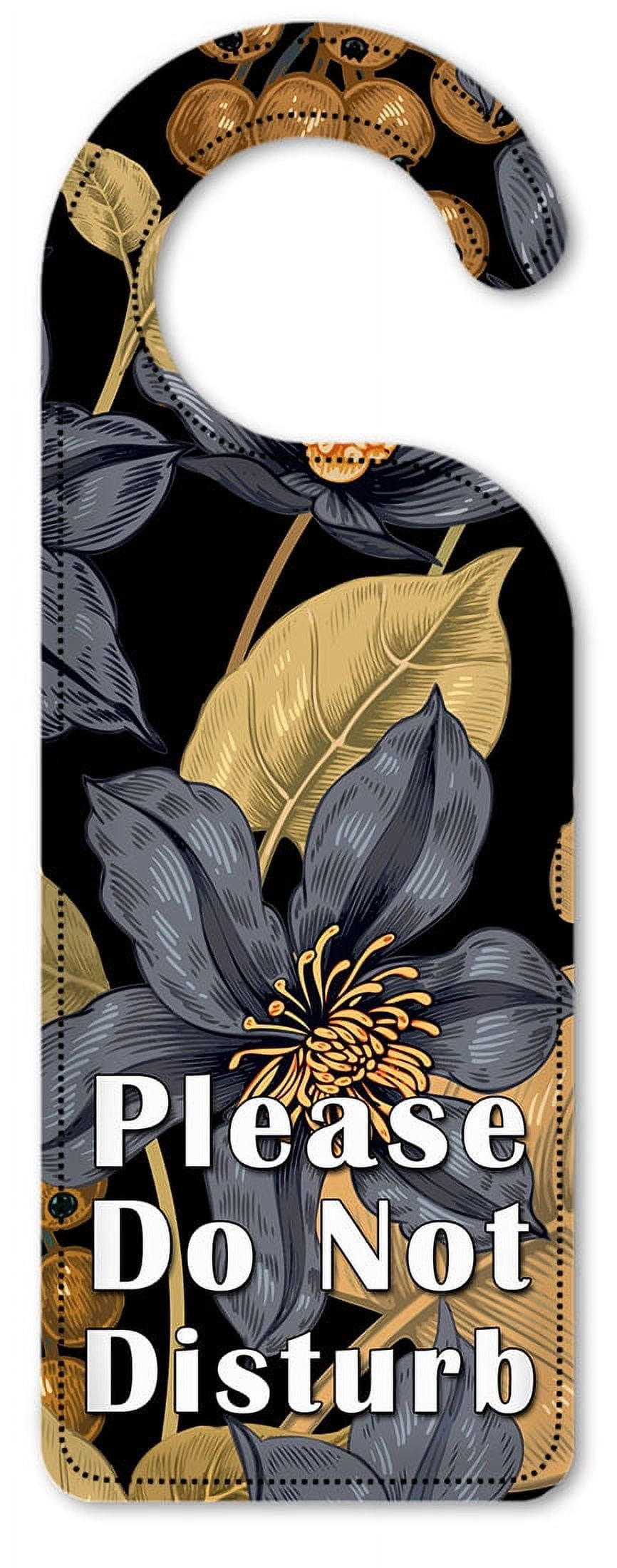 Do Not Disturb Door Knob Hanger Sign - Black & Gold Flowers - Walmart.com