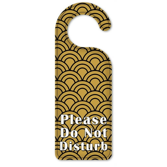 Do Not Disturb Door Knob Hanger Sign - Black & Gold Half Circles