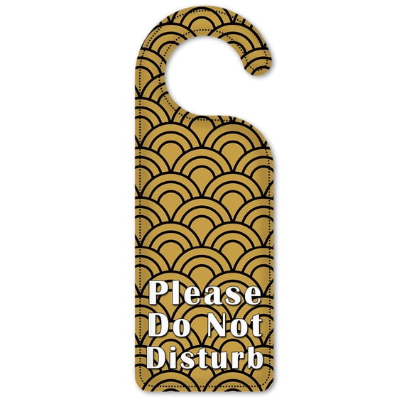 Do Not Disturb Door Knob Hanger Sign - Black & Gold Half Circles