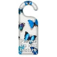 thumbnail image 1 of Do Not Disturb Door Knob Hanger Sign - Blue Butterflies on Wood, 1 of 3