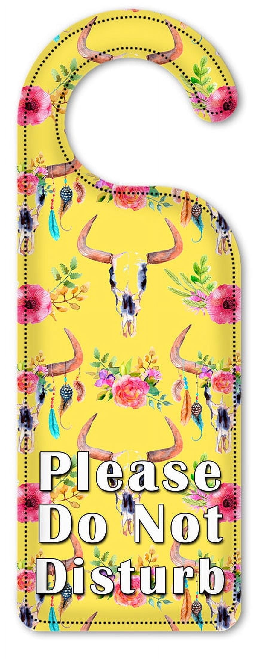 Do Not Disturb Door Knob Hanger Sign - Bull Skull & Flowers Toss ...