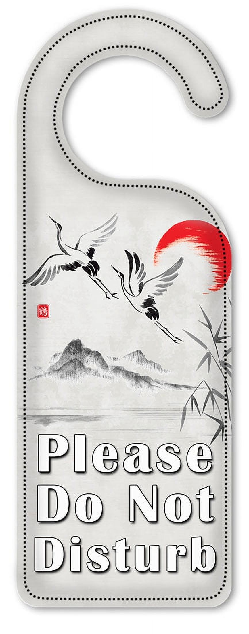 Do Not Disturb Door Knob Hanger Sign - Cranes Flying by the Sun Drawing ...