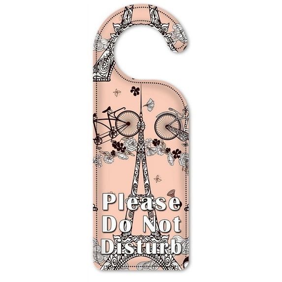 Do Not Disturb Door Knob Hanger Sign - Eiffel Tower with Bicycles