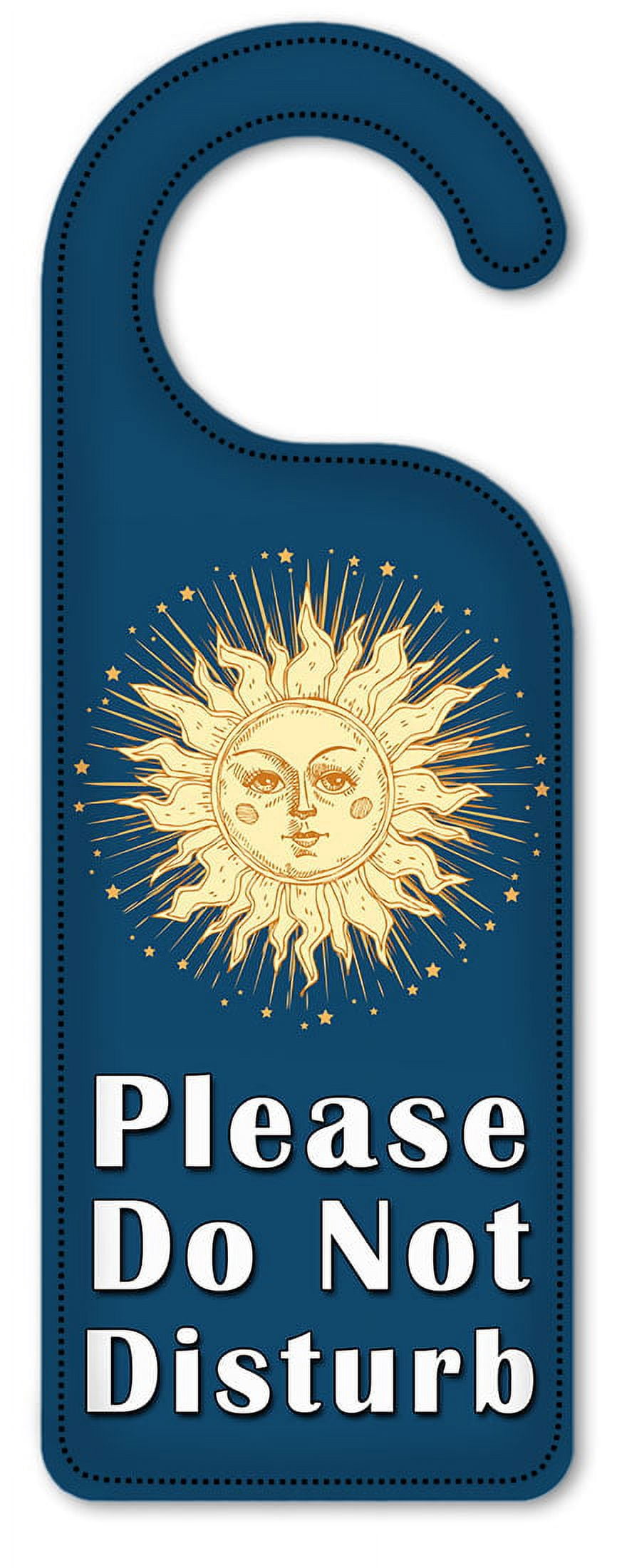 Do Not Disturb Door Knob Hanger Sign - Golden Sun with Blue Background ...