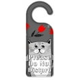 thumbnail image 1 of Do Not Disturb Door Knob Hanger Sign - Gray Cat with Red Flowers, 1 of 3