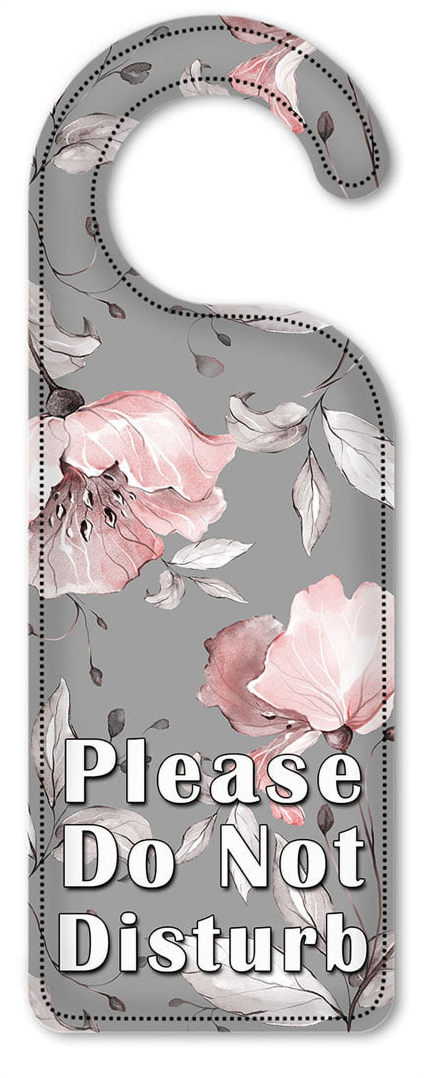 Do Not Disturb Door Knob Hanger Sign Gray & Pink Flower Toss