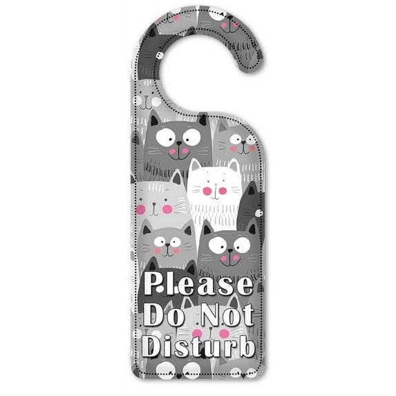 Do Not Disturb Door Knob Hanger Sign - Gray & White Cat Toss