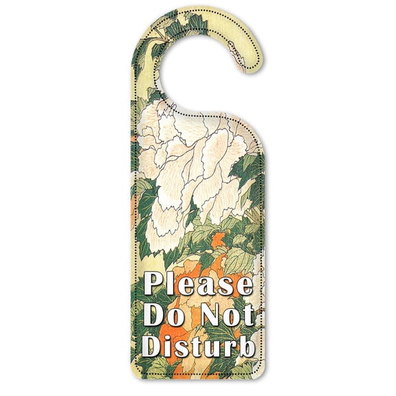 Do Not Disturb Door Knob Hanger Sign - Hokusai: Peonies & Butterfly