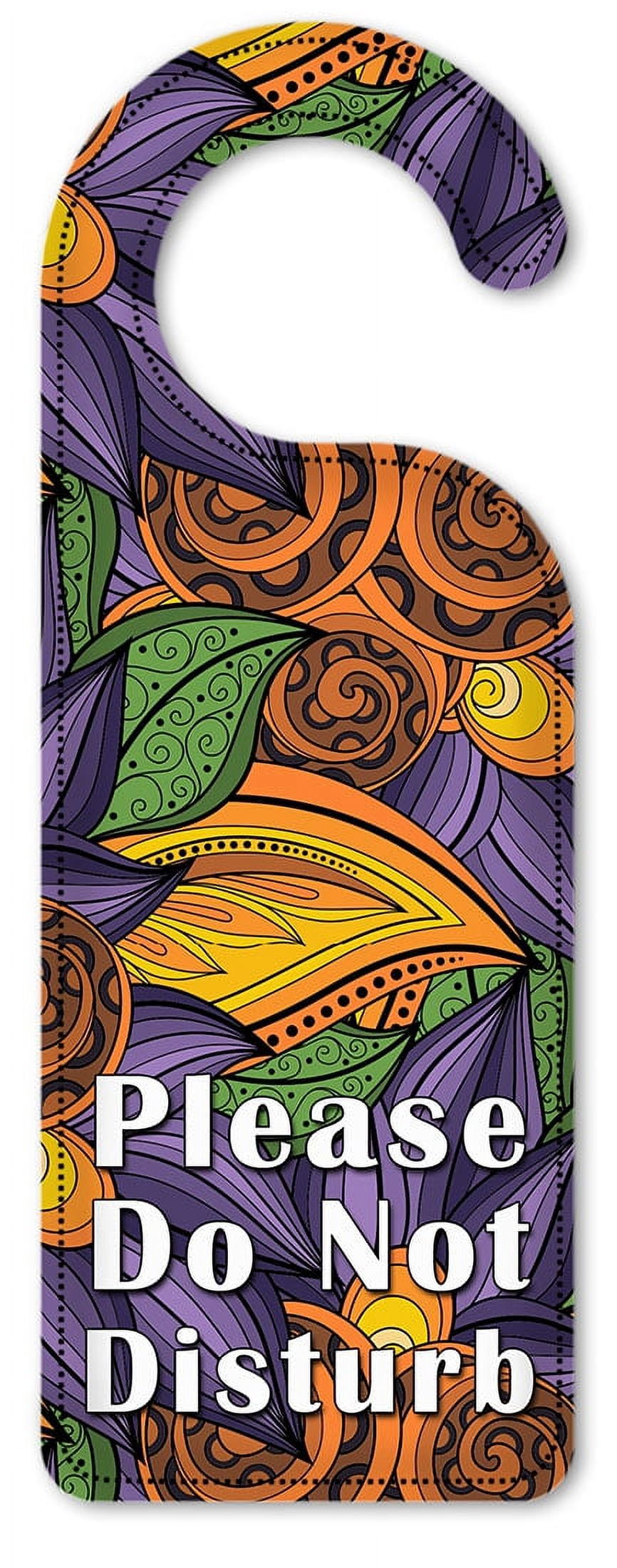 Do Not Disturb Door Knob Hanger Sign - Orange & Purple Floral Toss ...