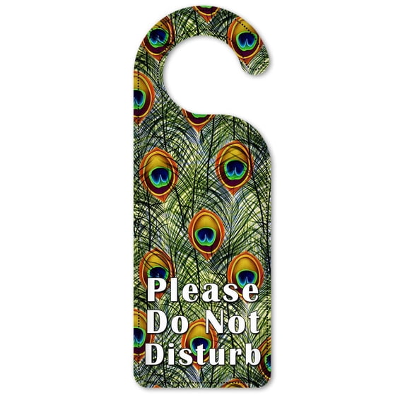 Do Not Disturb Door Knob Hanger Sign - Peacock Feathers