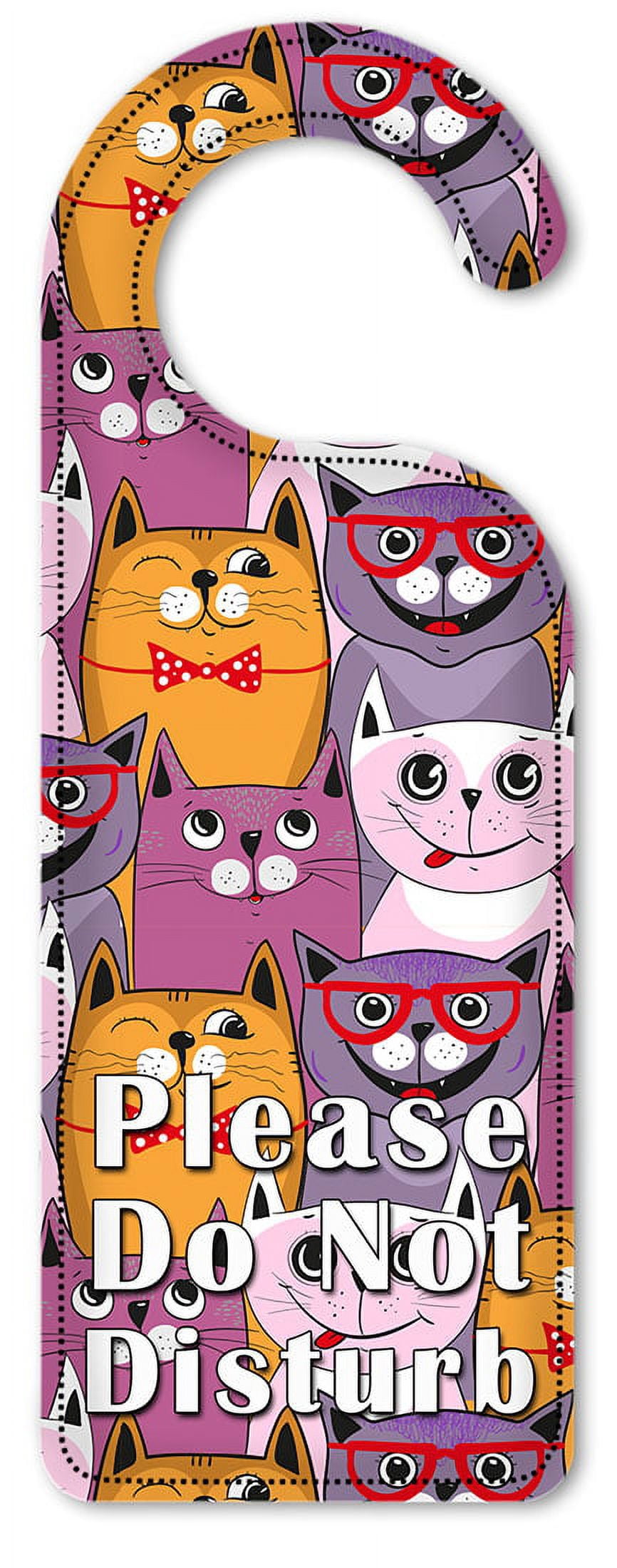 Do Not Disturb Door Knob Hanger Sign - Pink, Purple & Orange Cats ...