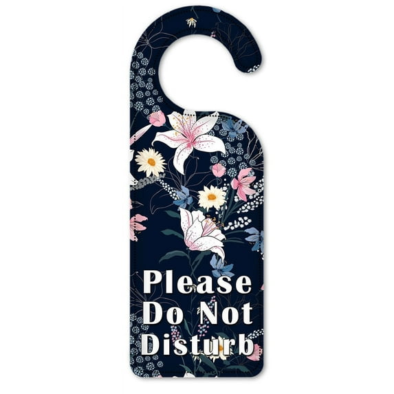 Do Not Disturb Door Knob Hanger Sign - Pink & White Flowers with Blue