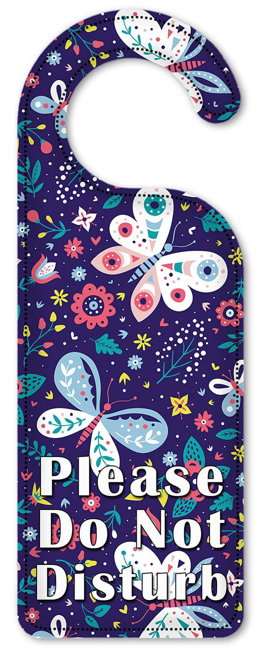 Do Not Disturb Door Knob Hanger Sign - Purple Seamless Butterflies ...