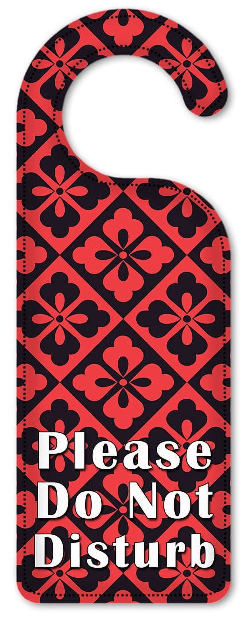 Do Not Disturb Door Knob Hanger Sign - Red & Black Triangular Flowers ...
