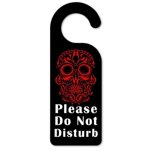 Do Not Disturb Door Knob Hanger Sign - Red Sugar Skull