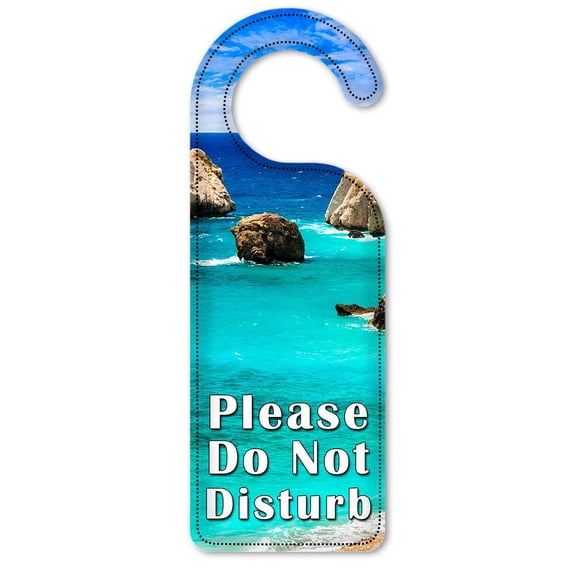 Do Not Disturb Door Knob Hanger Sign - Rock Cliffs near the Beach
