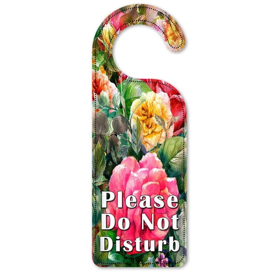 Do Not Disturb Door Knob Hanger Sign - Rose Painting