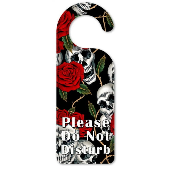 Do Not Disturb Door Knob Hanger Sign - Skull & Roses