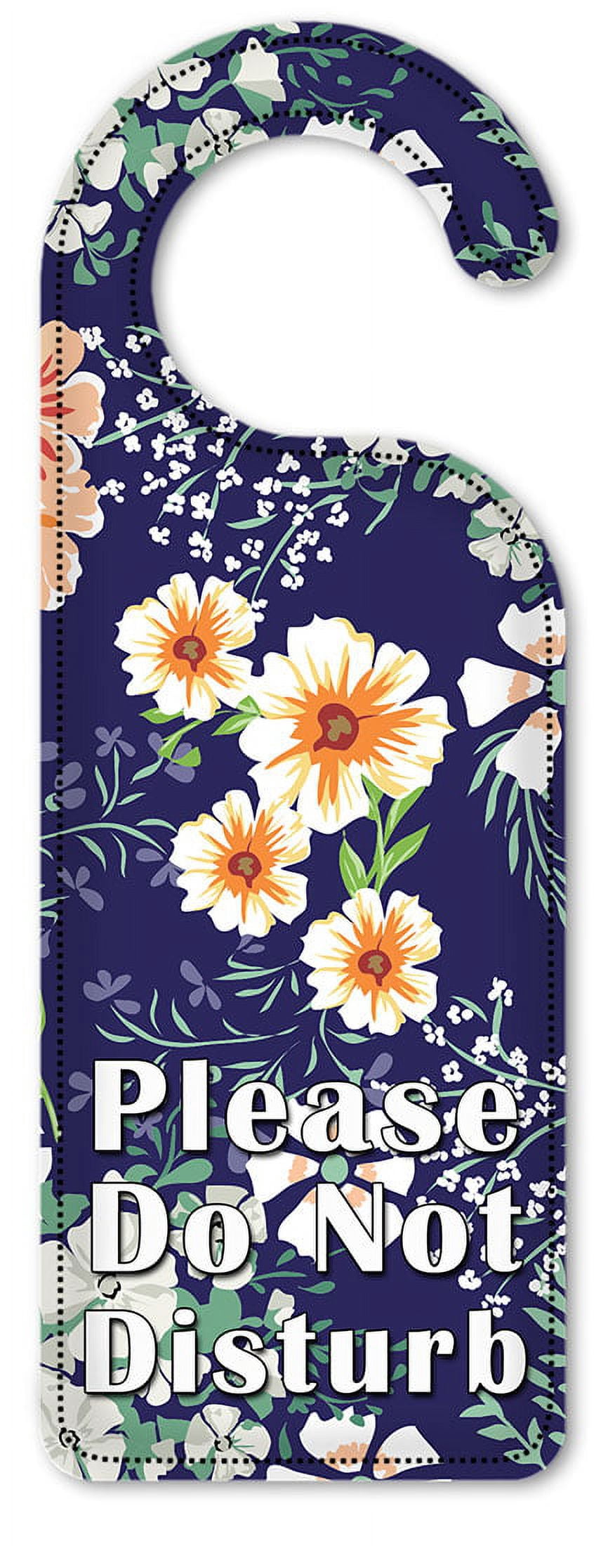 Do Not Disturb Door Knob Hanger Sign - White Flowers on Blue Background ...
