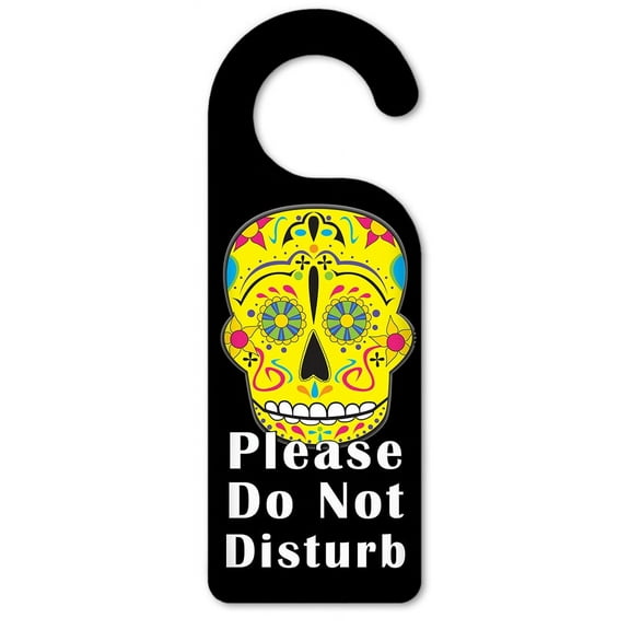 Do Not Disturb Door Knob Hanger Sign - Yellow Sugar Skull