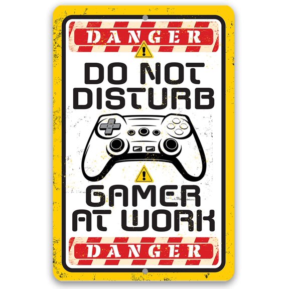 Do Not Disturb Gamer - Durable Weatherproof Metal Sign - Use Indoor/Outdoor - Perfect Game Room and Man cave Decor and Gift For Gamers (12" x 18")