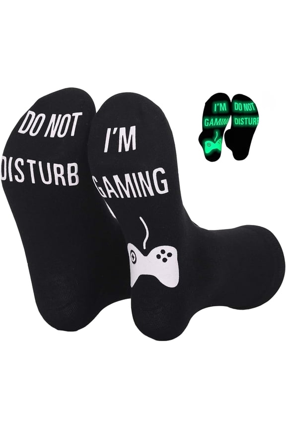 4 Pairs Do Not Disturb Im Gaming Socks, Funny Christmas Gifts Novelty for Men, Dad, Husband, Teen Boys, Cool Gamer Stocking Stuffers