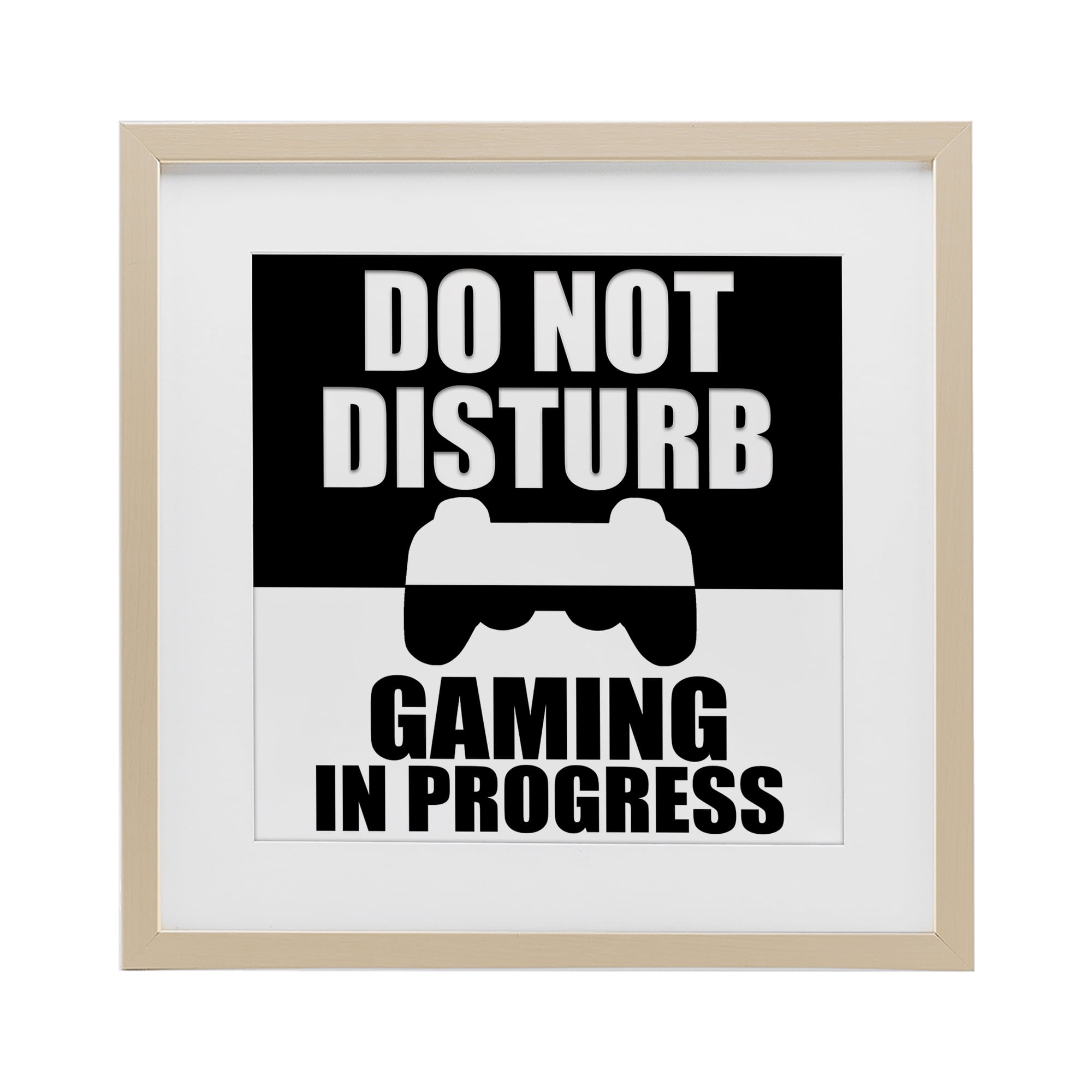 Do Not Disturb Minimal Gamer Birch Framed Print Under Glass, design by Kim Allen