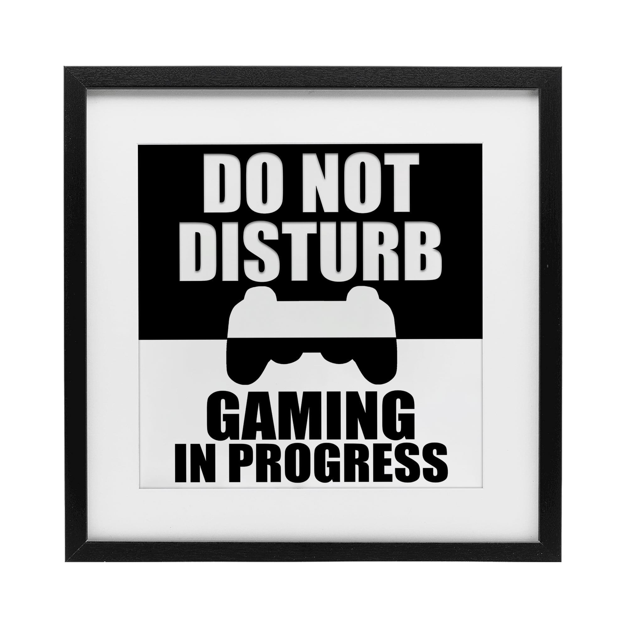 Do Not Disturb Minimal Gamer Black Framed Print Under Glass, design by Kim Allen