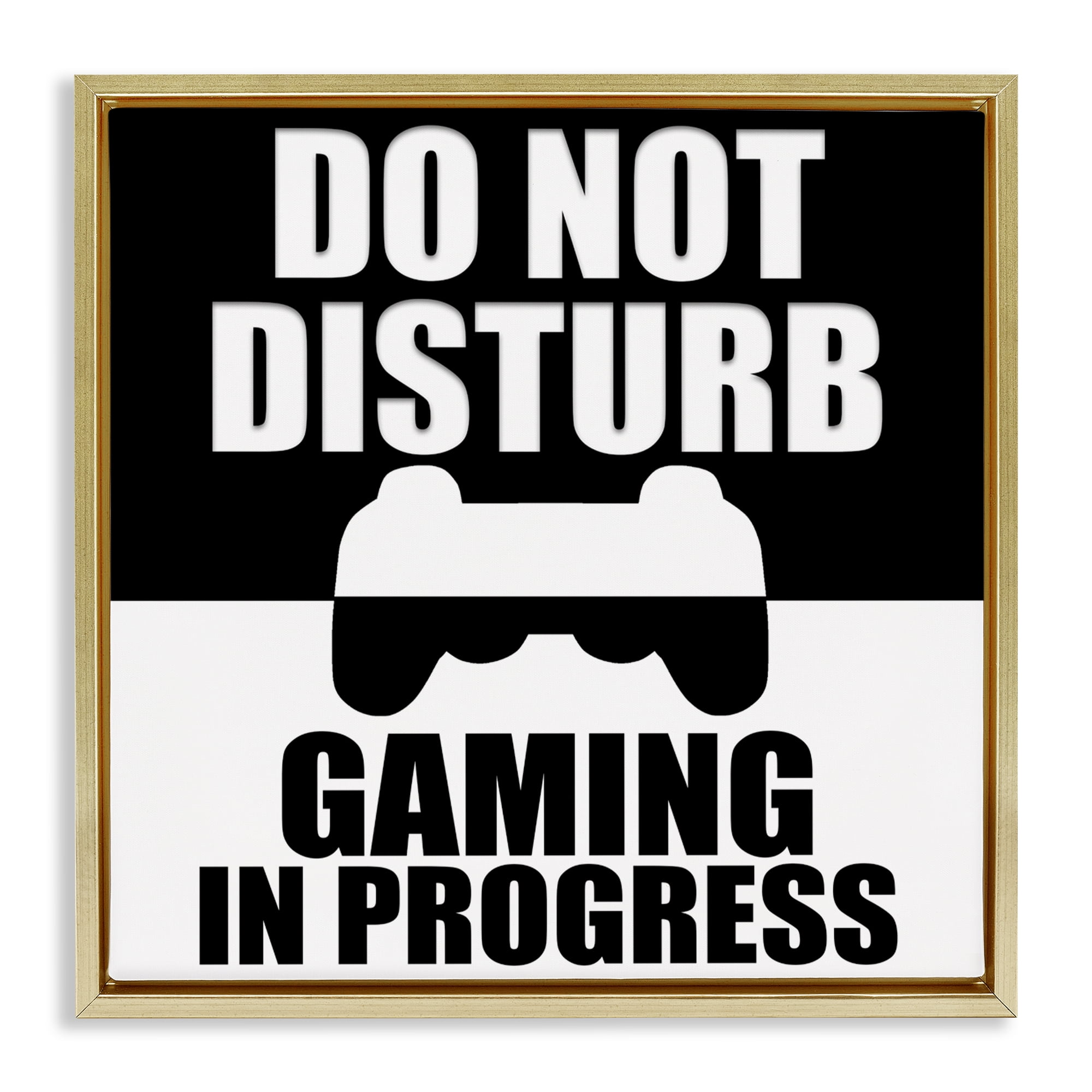 Do Not Disturb Minimal Gamer Gold Framed Floater Canvas Wall Art, design by Kim Allen
