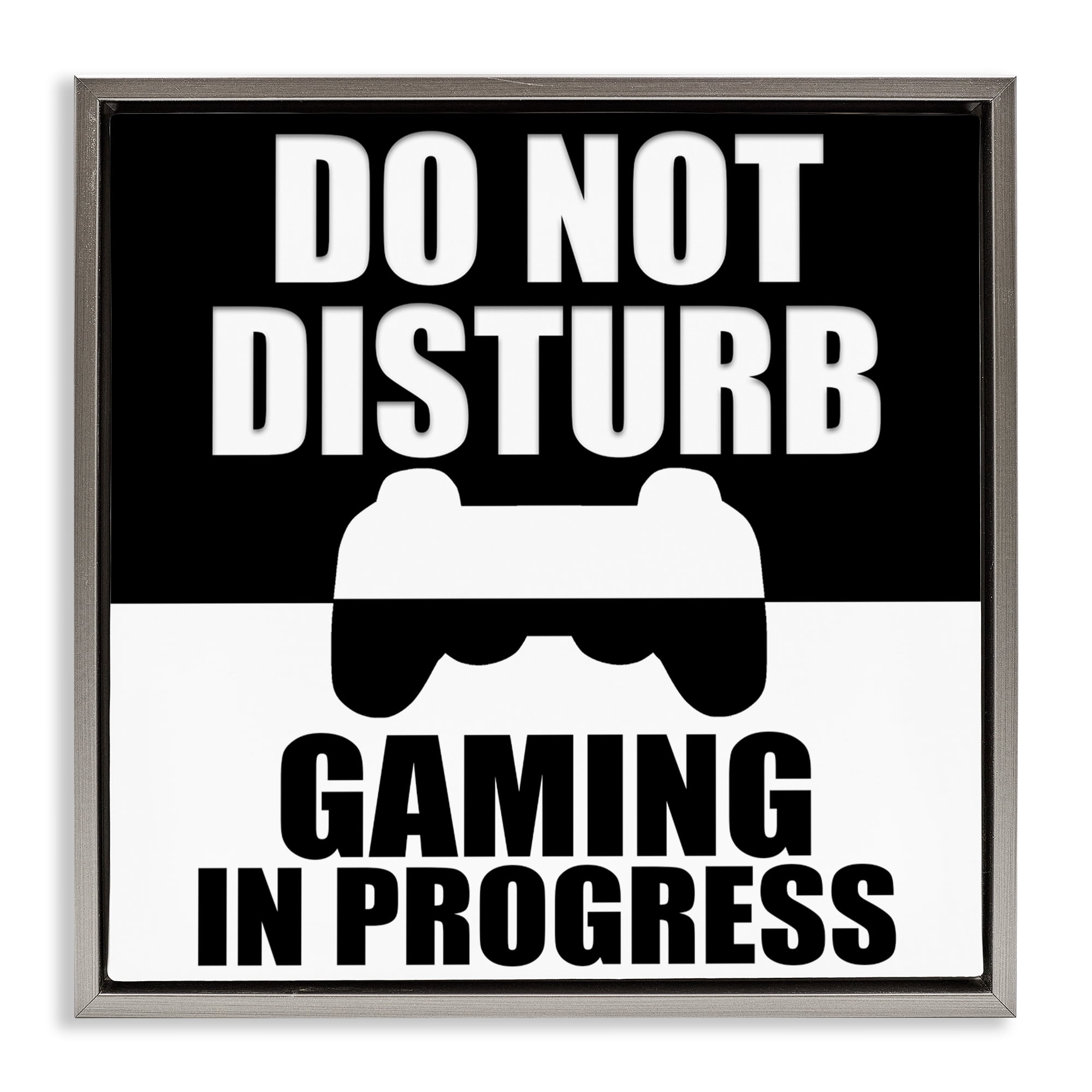 Do Not Disturb Minimal Gamer Gray Framed Floater Canvas Wall Art, design by Kim Allen